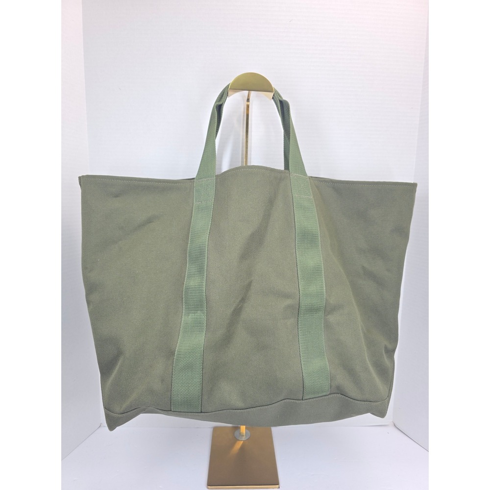 LL Bean Hunters Tote‎ Bag Olive Green Canvas Large Open Top Carryall